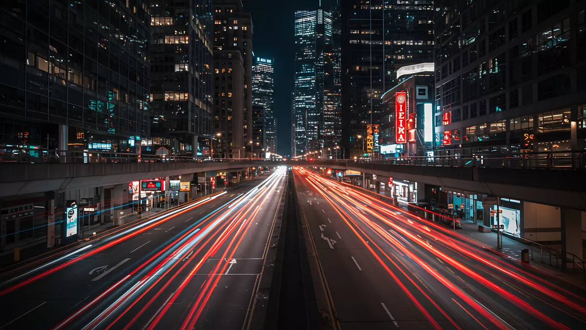 City Lights and Car Trails at Night Whoa Dude