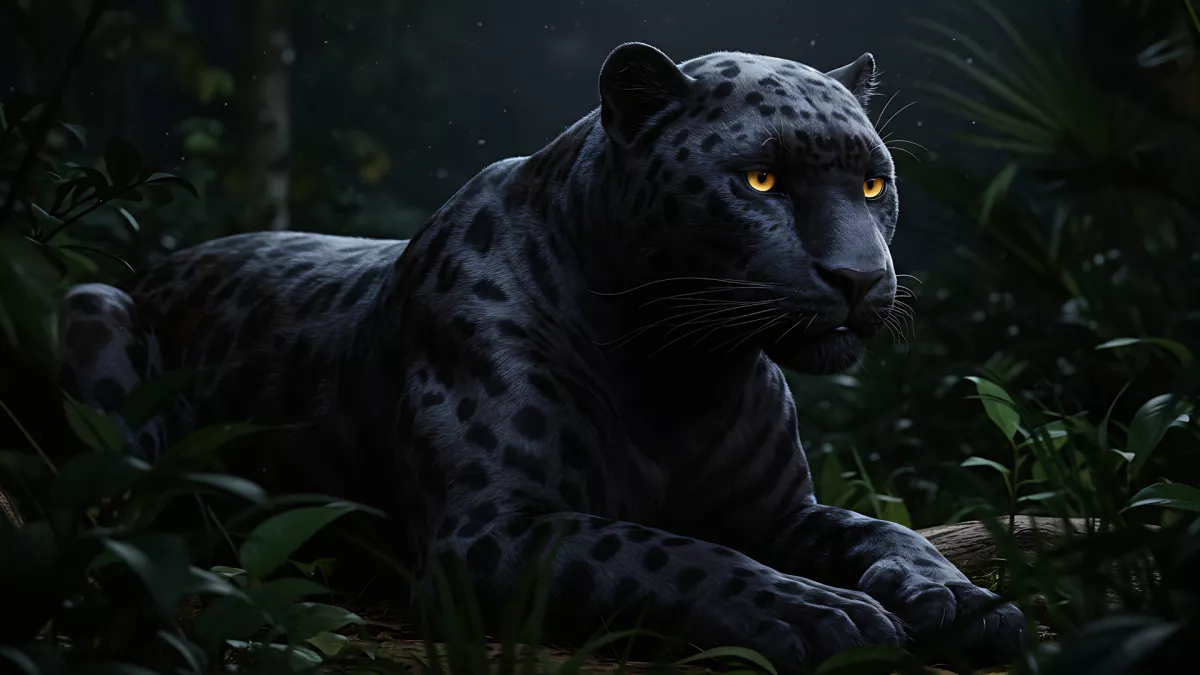 Sleek Black Panther Vibes in the Jungle Darkness