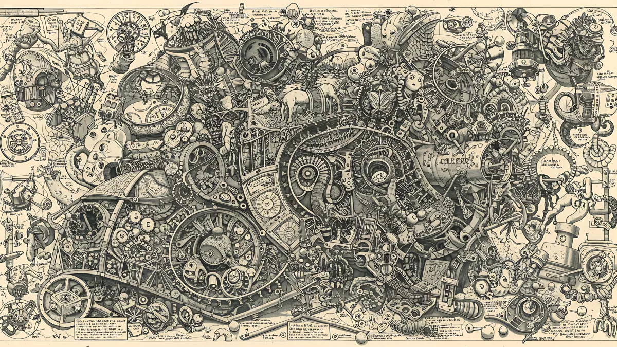 Steampunk blueprint doodle madness check this out