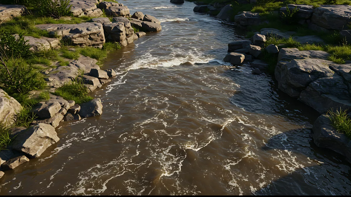 Rocky River Runnin' Wild and Free Through Green Banks