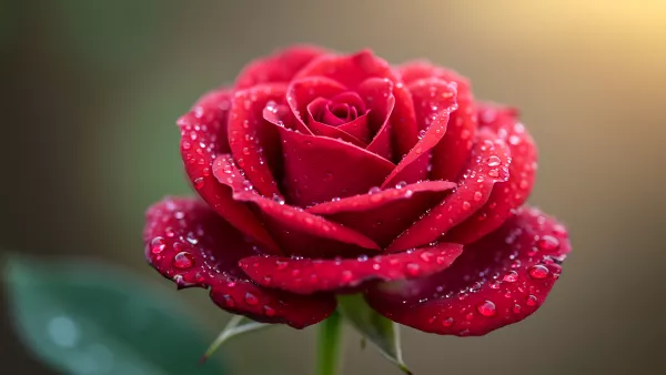 Crimson Rose Dew Kissed Close Up is Just Breathtaking