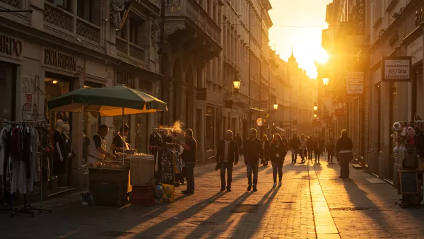 Golden Hour Stroll Down a Charming European Street