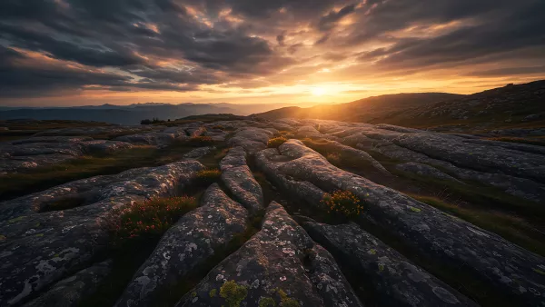 Golden Hour Over Rocky Highlands Landscape is Breathtaking