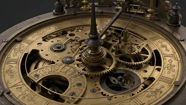 Intricate Clockwork Gears and Roman Numerals in Gold