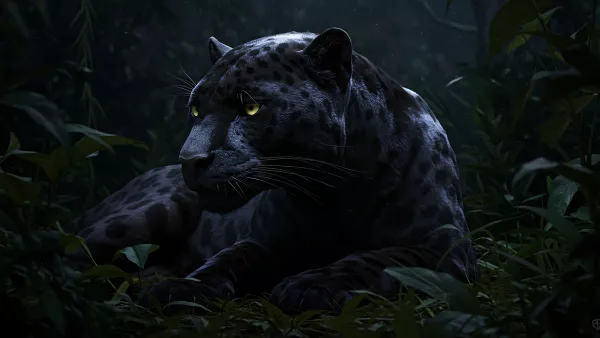 Black Panther chilling in the jungle looking majestic af