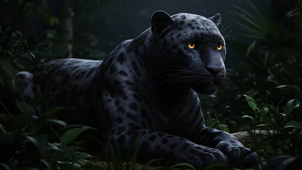 Sleek Black Panther Vibes in the Jungle Darkness