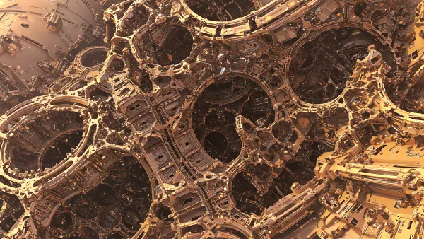 Intricate Golden Labyrinth of Interconnected Rings