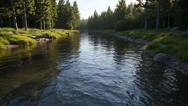 Peaceful River Flowing Through a Lush Green Forest