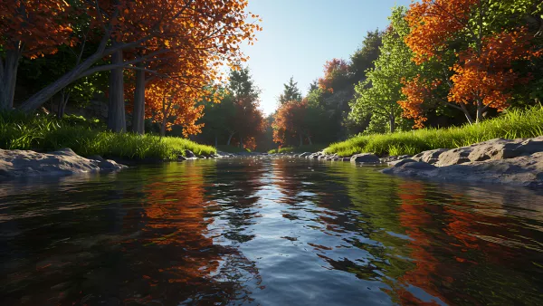 Autumn River Vibes Serene Nature Scene for Your Screen