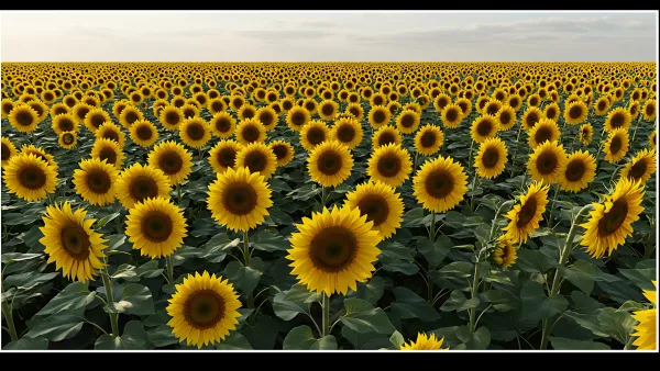 Vibrant Sunflower Field Under a Soft Sky Endless Summer Vibes