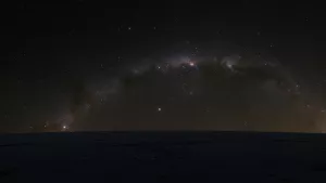 Lost in the vastness of space, a cosmic horizon unfolds