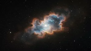 Deep Space Nebula Formation with Blue and Gold Hues