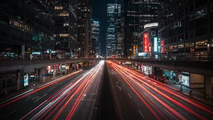 City Lights and Car Trails at Night, So Freaking Cool
