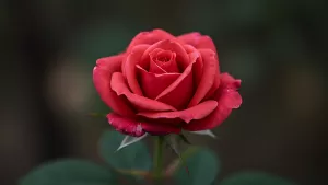 Close up of a Red Rose in Full Bloom Looking Pretty