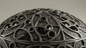 Intricate Silver Filigree Design on a Dark Textured Surface