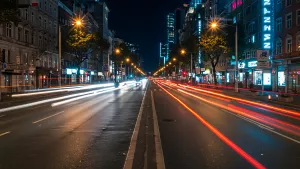 City at Night with Car Light Trails - Whoa Check Out Those Streaks