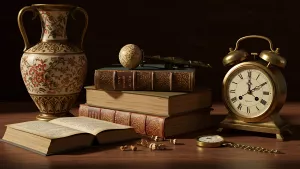 Old School Vibes with Books, Clock, and a Touch of Class