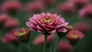 Dew kissed chrysanthemum looking fresh af after a rain