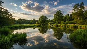 Still Waters Run Deep Calm Lake Reflects Sky and Trees