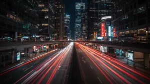 City Lights and Car Trails at Night Whoa Dude