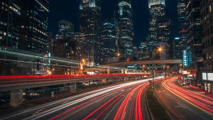 City Lights and Streaking Cars at Night Vibe Check