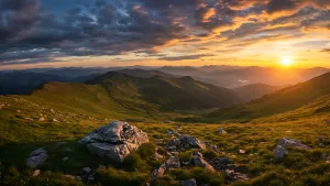 Golden Hour Vibes over Rolling Green Hills