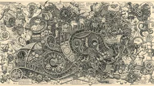 Steampunk blueprint doodle madness check this out