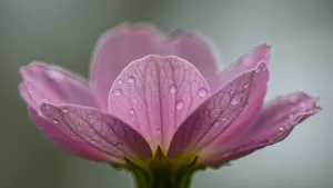 Macro Shot of a Pink Flower with Water Droplets So Fresh