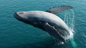 Majestic Humpback Whale Breaching in Azure Ocean Waters