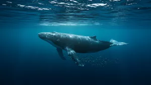 Humpback Whale Gliding Through the Deep Blue Sea