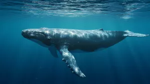 Majestic Humpback Whale Glides Through the Deep Blue Sea