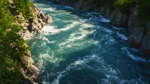 Turquoise River Rapids Carving Through Rocky Terrain