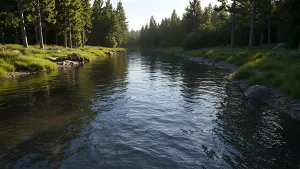 Peaceful River Flowing Through a Lush Green Forest
