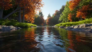 Autumn River Vibes Serene Nature Scene for Your Screen