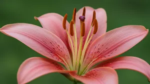 Close up on a pink lily in full bloom so dreamy