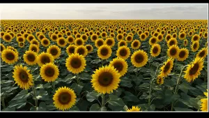 Vibrant Sunflower Field Under a Soft Sky Endless Summer Vibes
